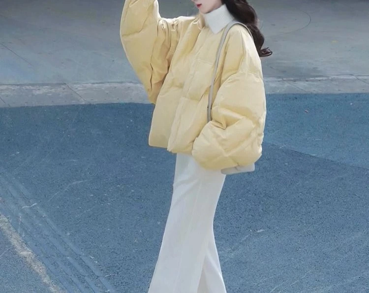 

Winter New High-end Style Super Good-looking Yellow Short Clothing Cotton Jacket for Women