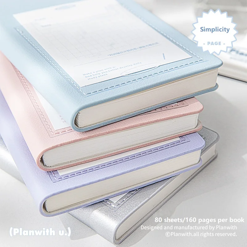 Planwith Kawaii Weekly Planner Self-filled Time Management Schedule Planned Narrow Book PU Cover Portable Daily Plan Notepad