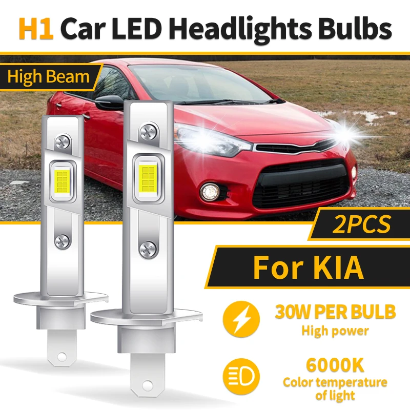 2PCS Canbus H1 LED Lights Car Headlights 1:1 Mini Size LED White Bulb 6000K 9600LM Auto Lamp High Beam For KIA Forte5 2012-2016