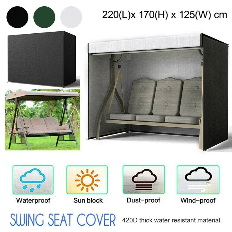 

Waterproof 3 Seater Patio Swing Chair Sunscreen Cover 420D Oxford Garden Hammock Protective Cover Durable Gardening Accessories