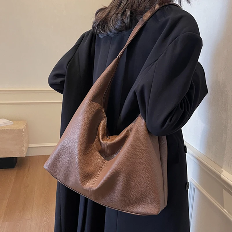 الملمس الجلود الناعمة سعة كبيرة حمل حقيبة 2026 جديد تنوعا تخفيف حقيبة يد ريترو عادية واحدة الكتف تحت الإبط حقائب #1