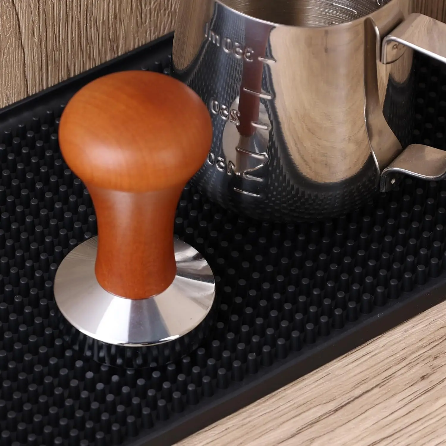 2pcs Tamper Mat Bar Mat Rubber Anti-slip PVC Coffee Bar Mats Waterproof Heat Resistant Durable Drain Mat for Home Cafe Coffee