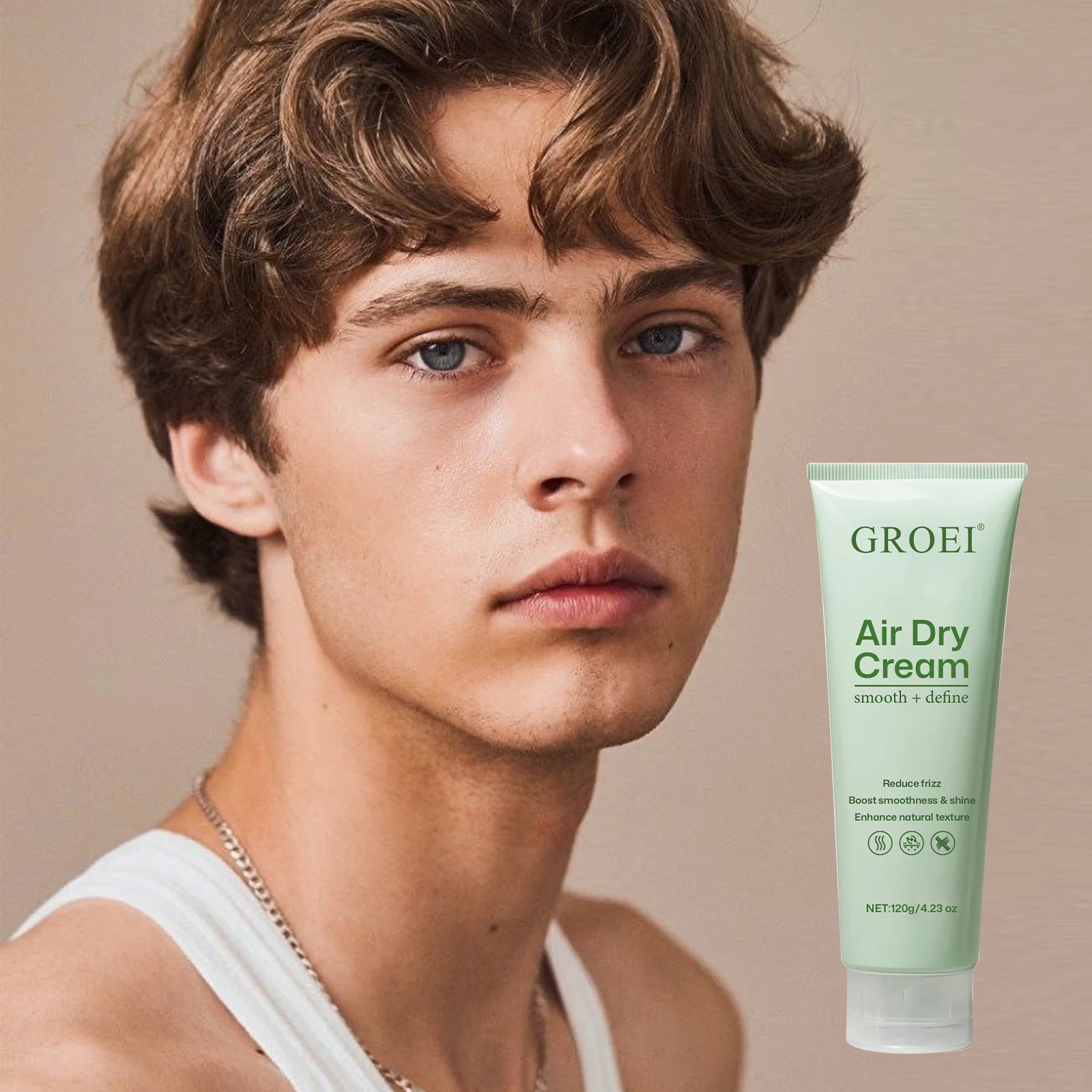 GROEI Hair Styling Cream 120g, All-Day Strong Hold, Tames Frizz & Flyaways, Non-Stiff Natural Finish for All Hair Types