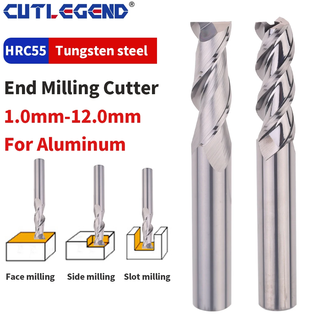 Tungstênio Aço Carbide End Mill Fresa Alumínio Cobre e Madeira Cortador Flauta Flauta mm mm mm mm mm mm 10 Milímetros 12 Milímetros Hrc55