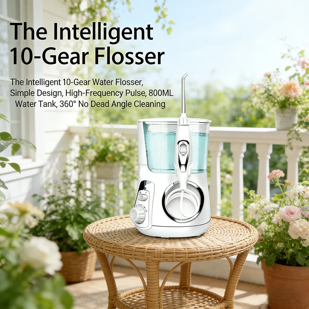 

Desktop Electric Oral Irrigator 10 Modes 5 Nozzles 800ML Water Flosser Prevent Tooth Cavities & Bad Breath