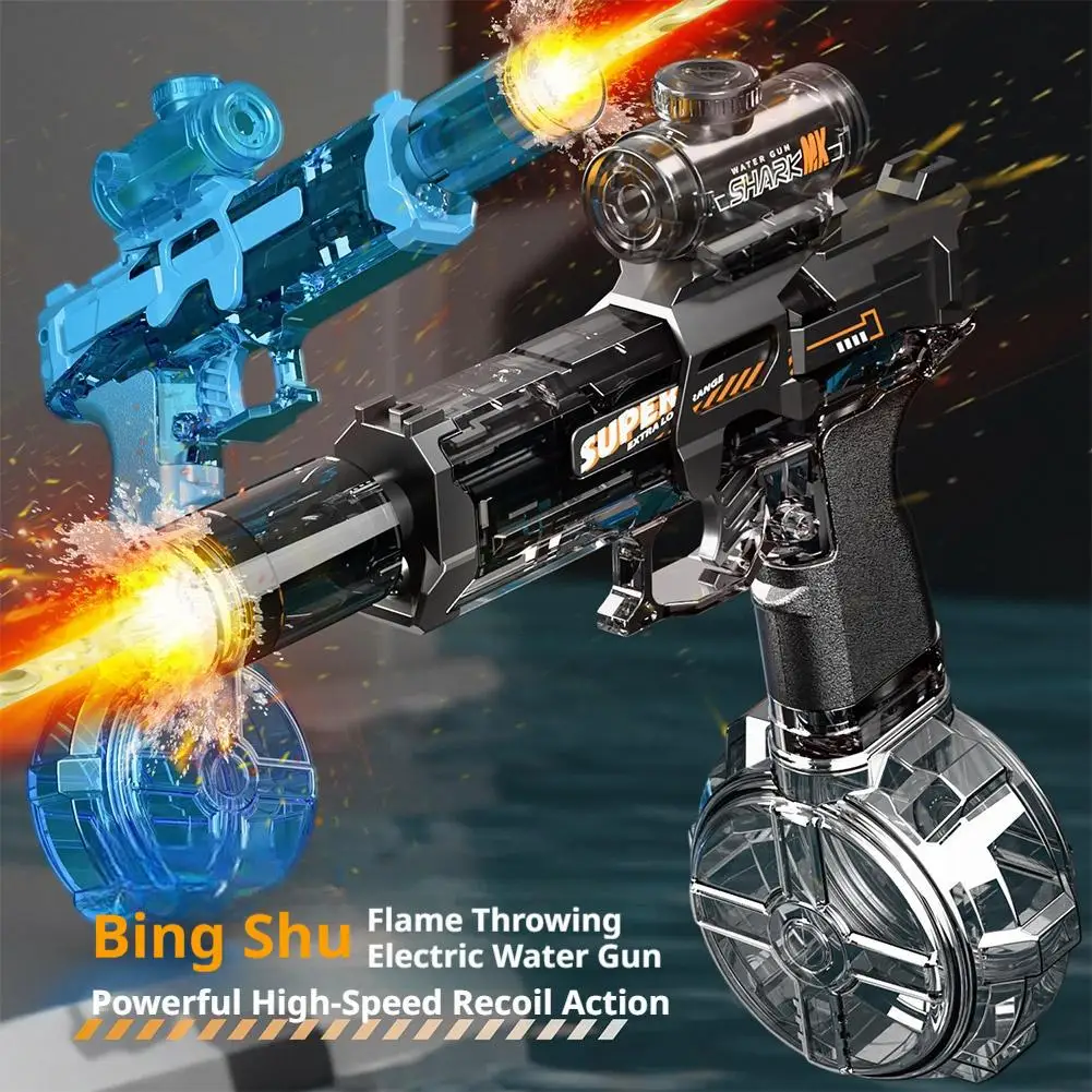 

Electric With light Sprays Flame Effect High-speed Powerful Shooting Water Gun Toys Outdoor Beach Swimming Pool Shooting Game