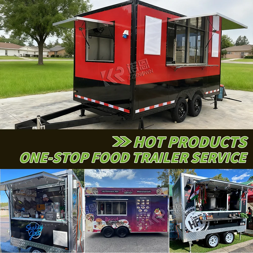 

Custom Catering Trailer Street Pizza Coffee Food Trailer Mobile Kitchen Hamburger Concession Food Truck With Full Kitchen
