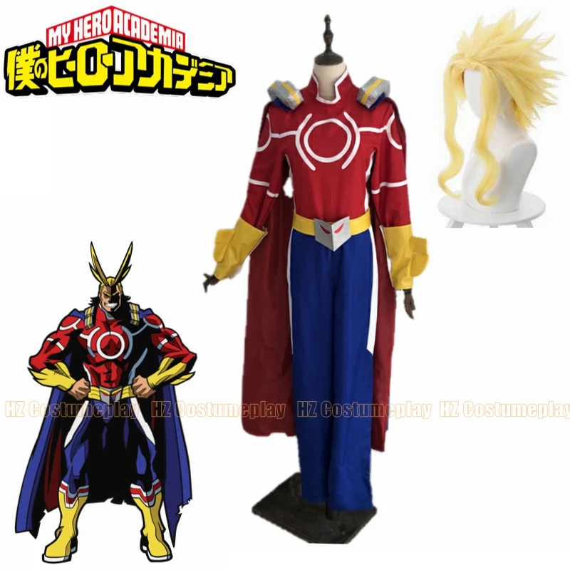 

All Might Косплей AllMight Косплей Костюм Боевой Костюм Парик Плащ Для Взрослых Хэллоуин Карнавал Cos