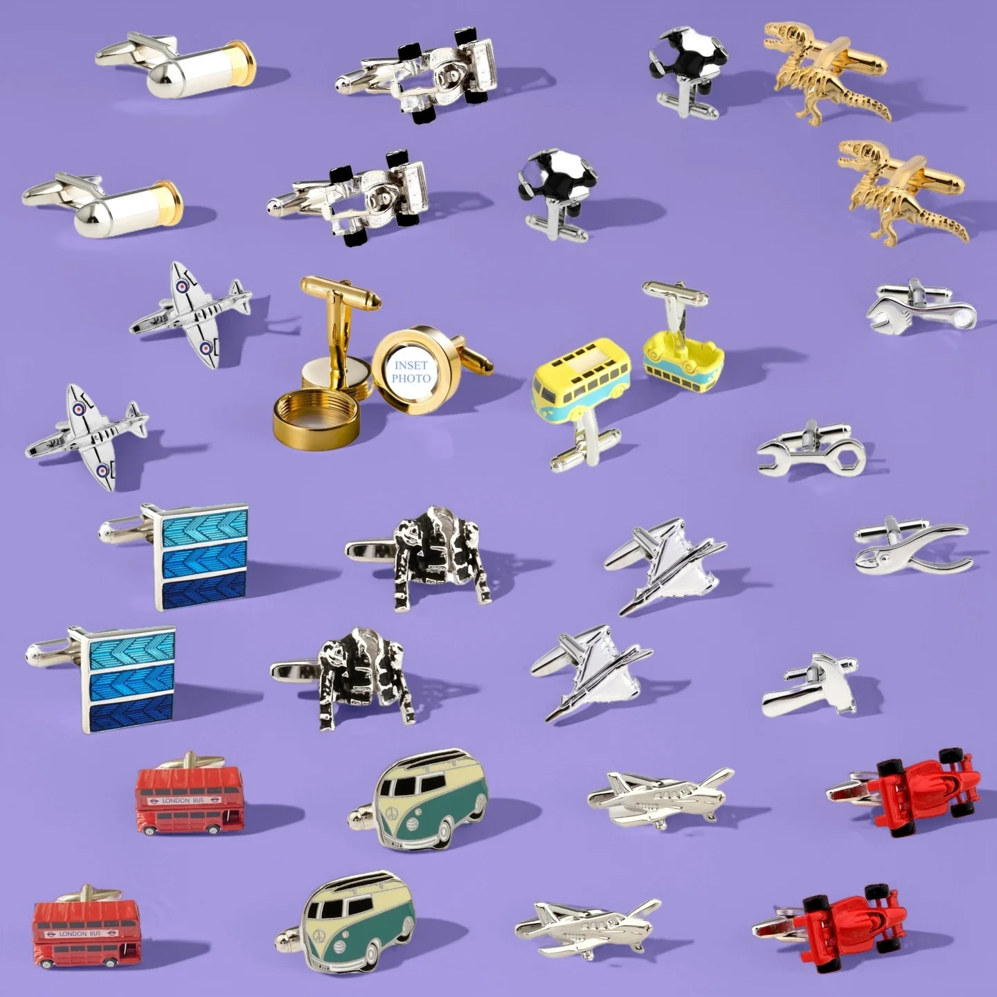 28 Styles London Red Bus Car Cufflinks Men Plane Tool Photo Cuff Links 1 Pair