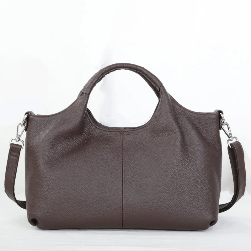 Women Handbag Female Genuine Leather Shoulder Crossbody Bag Casual Versatile Solid Color Spacious Work Hand Bags Lady Tote Bag