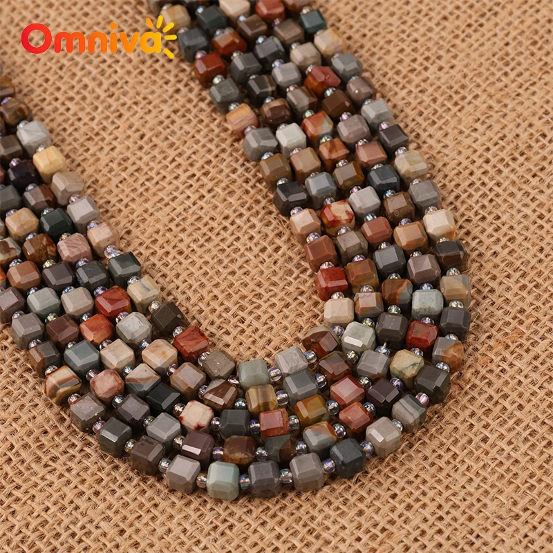 Faceted Ocean stone sugar cube Natural stone Handmade beads DIY Woman Accessories charm Bracelets For Making 15''Strand 6/8/10MM