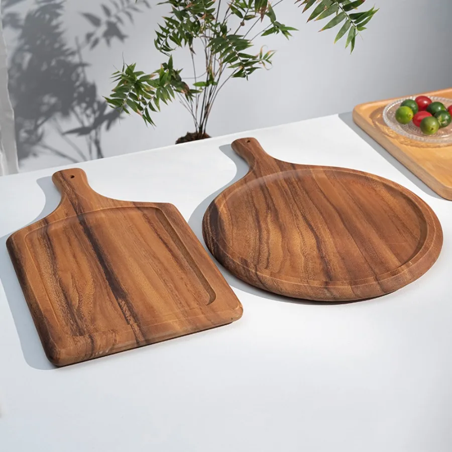 Wooden Pizza Peel- Serving Board w Handle Pizza Serving Cutting Board for Pizza, Bread, Cheese, Charcuterie, Fruit, Vegetables