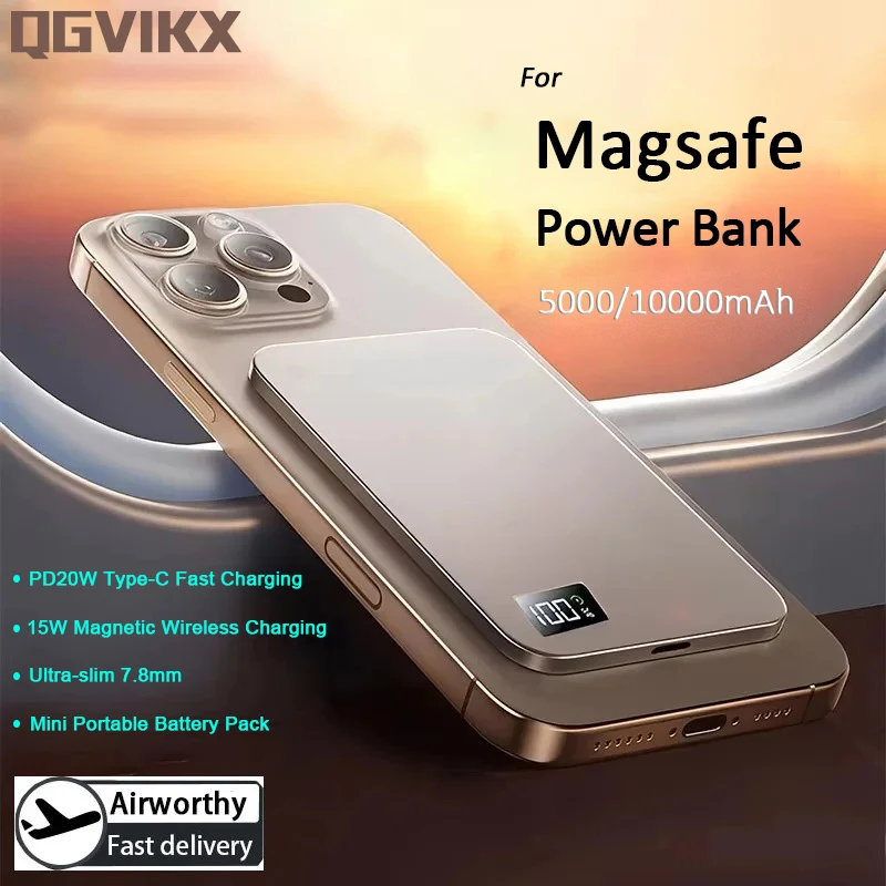 حزمة بطارية محمولة رفيعة للغاية بقدرة 10000 مللي أمبير في الساعة لبنك الطاقة MagSafe شاحن محمول مغناطيسي لاسلكي سريع الشحن #1