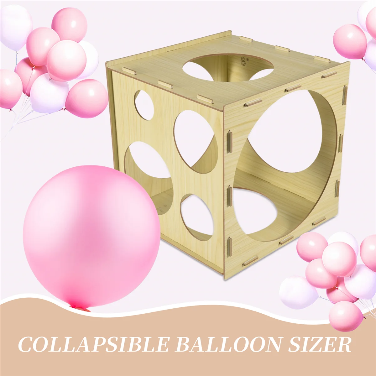 أداة قياس صندوق مقاس البالونات ذات 9 فتحات من ABJS مقاس 2-10 بوصة لحفلات أعياد الميلاد وحفلات الزفاف