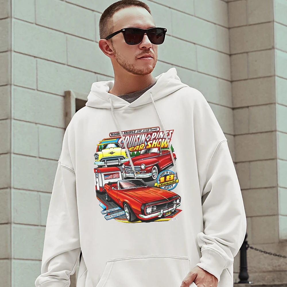 Roamin Angels Car Club Annual Vintage Auto Show Man Cotton Sweatshirts Casual High Street Hoodie Retro Aesthetic Mens Pullovers