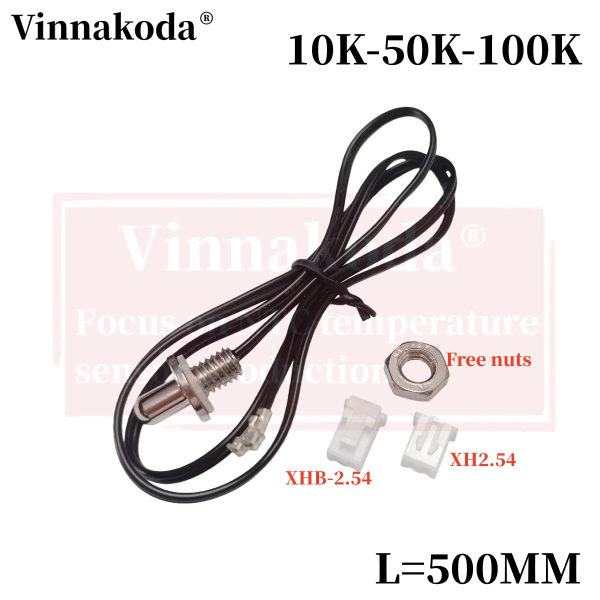 B3950 10K 50K 100K 1% termistor NTC sensor de temperatura à prova d'água M6 rosca aço inoxidável L500MM