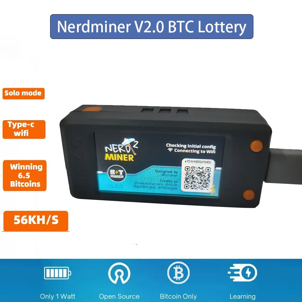 Bitcoin Nerdminer V2.0 T-display S3 Nerd Miner Hashrate 78KH/s V1.6.3 Bitcoin btc Lottery Miner Lilygo btc lottery miner