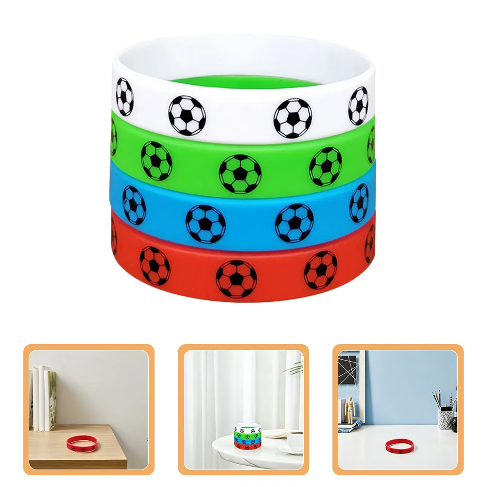 

12Pcs Outdoor Sports Bracelets Silicone Football Wristbands for Men Team Bonding Party Favors Wear-Resistant Fashionable Fan
