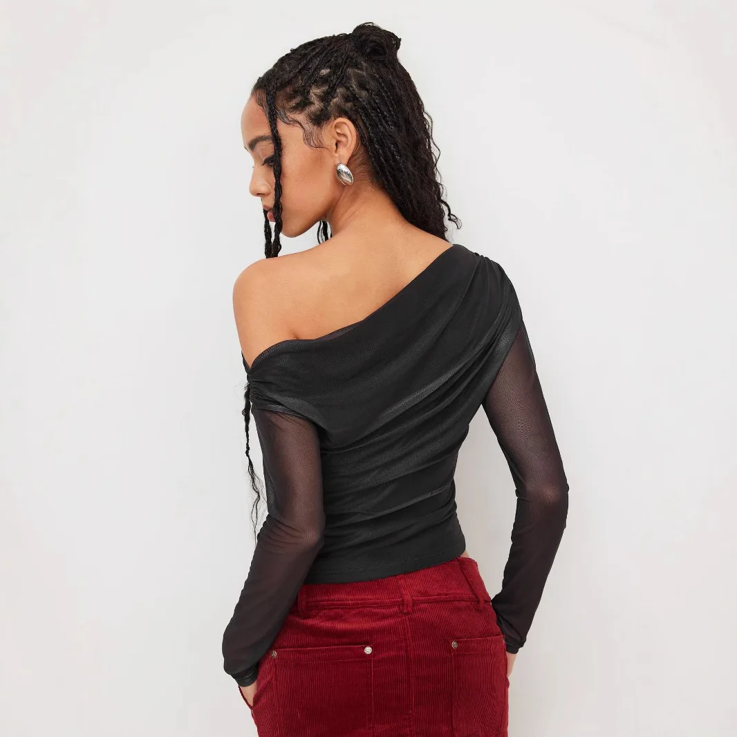 

Casual Long Sve Me oulder Bared Overhead Top for Women New Autumn Sle L25T056 Faionable Women's Upperwear