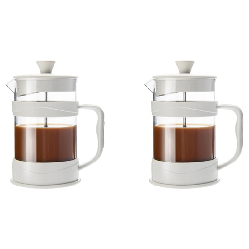 

2X French Press Coffee Maker 12 Oz, White Coffee Presses Tea Makers With Borosilicate Glass Cold And Hot Brew Coffee