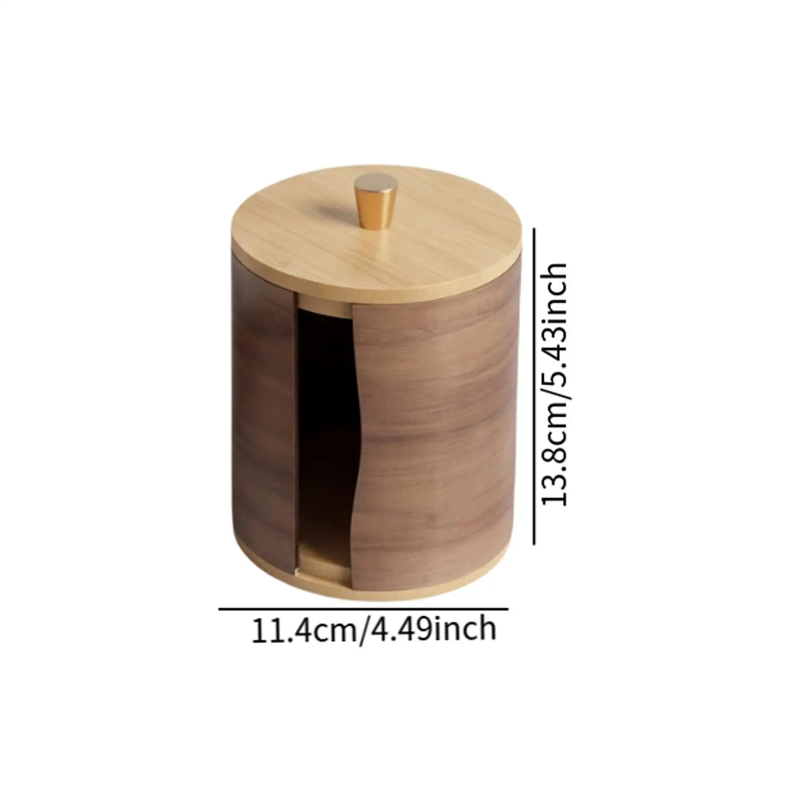Wooden Tissue Box Holder Iron Base Stylish Paper Roll Stand for Bathroom Office Bedroom Table