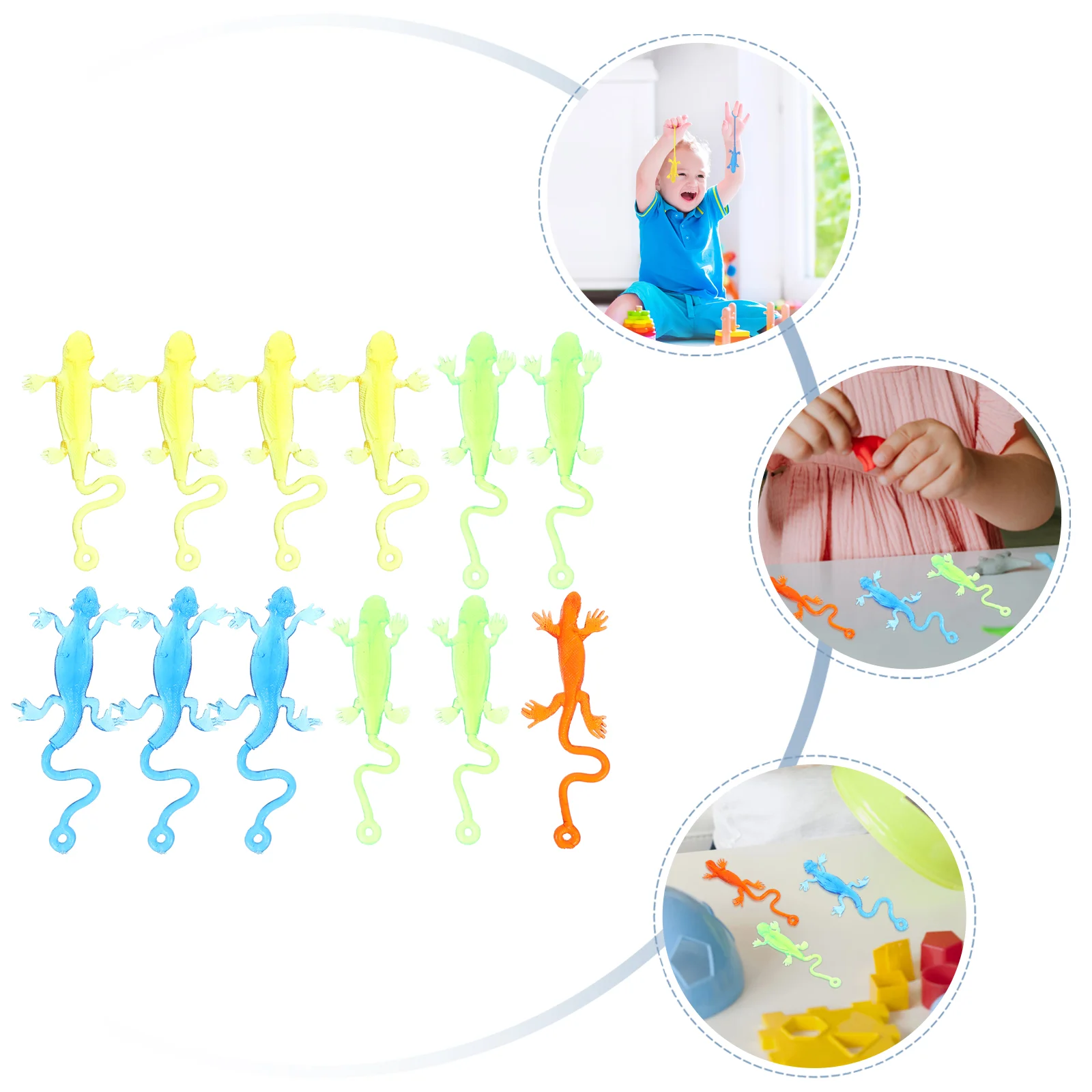 12 Pcs Toy Lizard Cabrite Shaped Sticky Plaything Fidget Vent Decompression Elastic