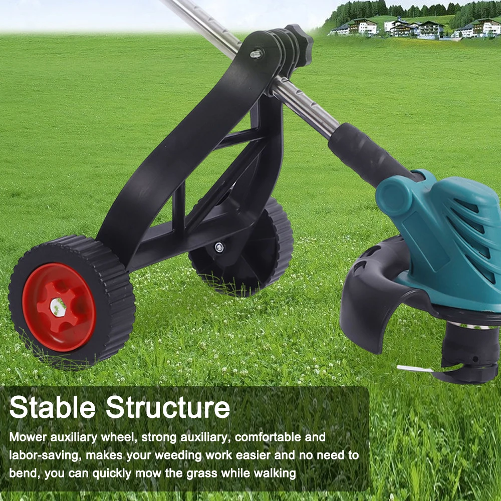 Universal String Trimmer Auxiliary Wheel Adjustable Grass Cutter Support Wheel Mowing Machine Accessory 25-28mm