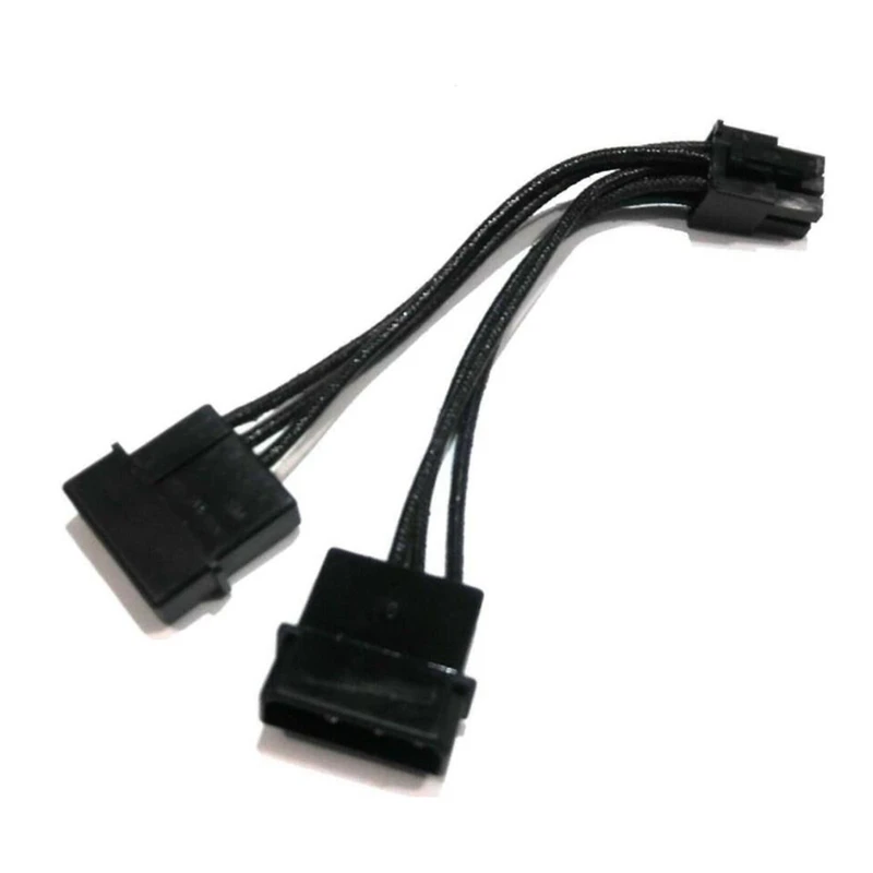 Dual Molex 4-Pin To 6 Pin PCI-E Power Adapter Cables For Video Card