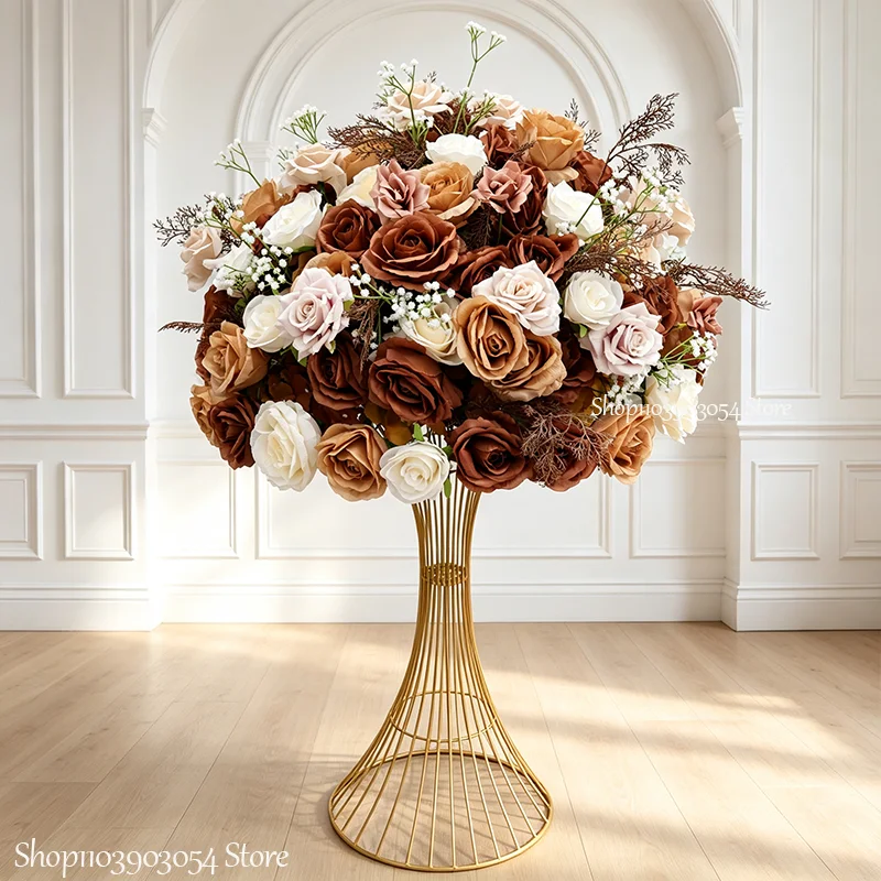 Dunkelbraunes Luxus-Rosen-Blumenarrangement, Tischdekoration, Kranz, Hochzeitstisch-Accessoires, Bühnen- und Wegdekoration, Blumenkugel, 30-90 cm – Detail 3