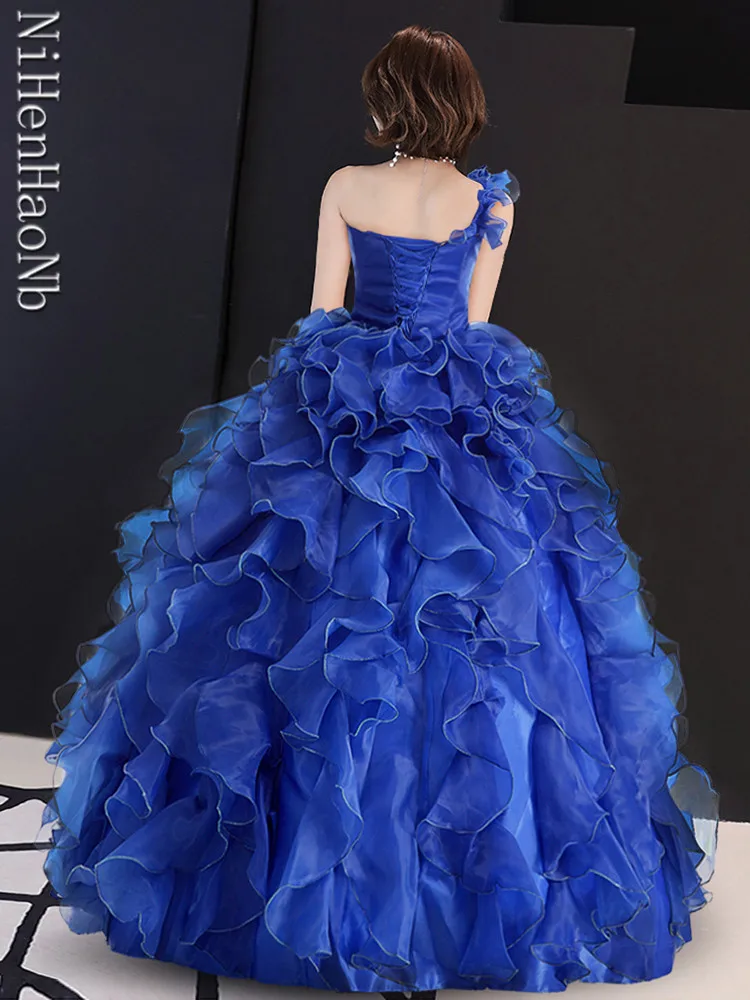 Evening Dress Ball Gown One Shoulder Ruffle Evening Gown Prom Dresses Vestido De Festa