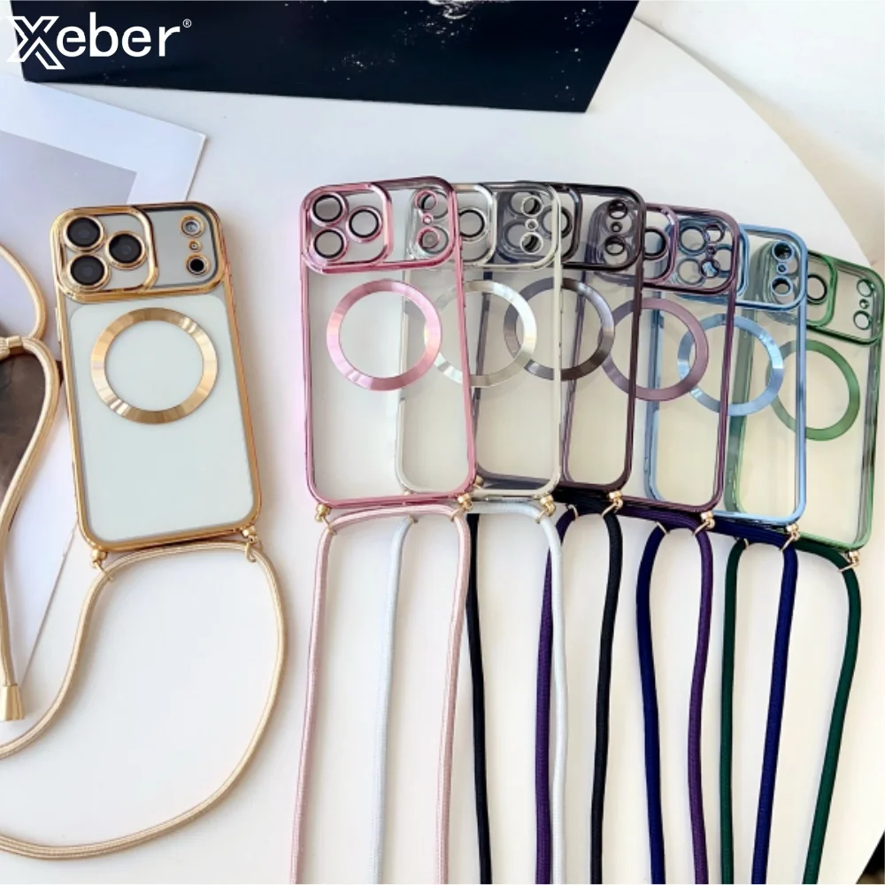 Crossbody Lanyard Strap Überzug Magnetische Für Magsafe Klar Fall Für iPhone 17 Pro Max 16 15 Plus 14 13 12 11 weiche Stoßstange Abdeckung