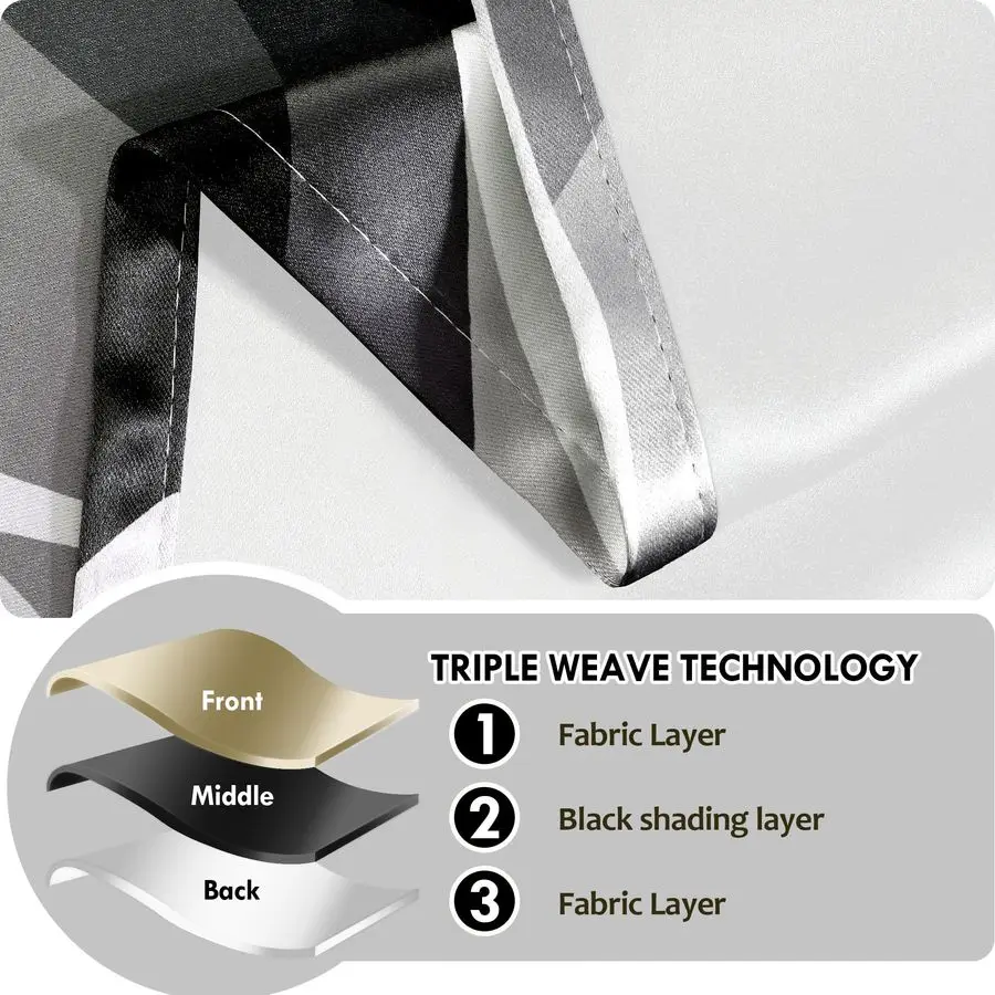 Czarne i szare zasłony nowoczesne w paski dekoracyjne 50% zaciemniające zasłony z kółkami szare do salonu willi, sypialni