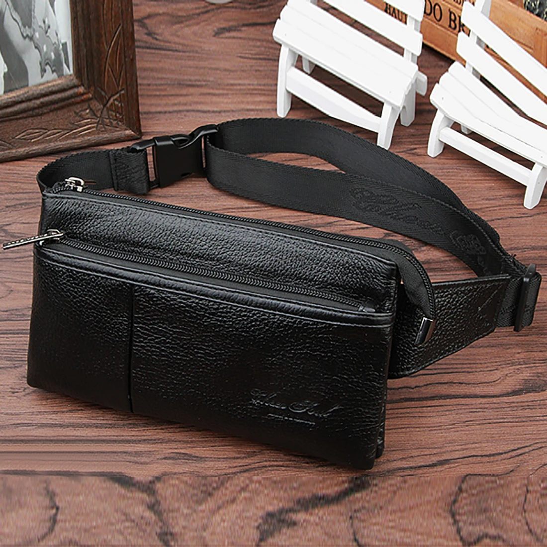 Men Fanny Waist Pack Bag Purses Genuine Leather Travel Climb Male Real Cowhide Cross body Sling Chest Bag Bum Hip Belt Purse