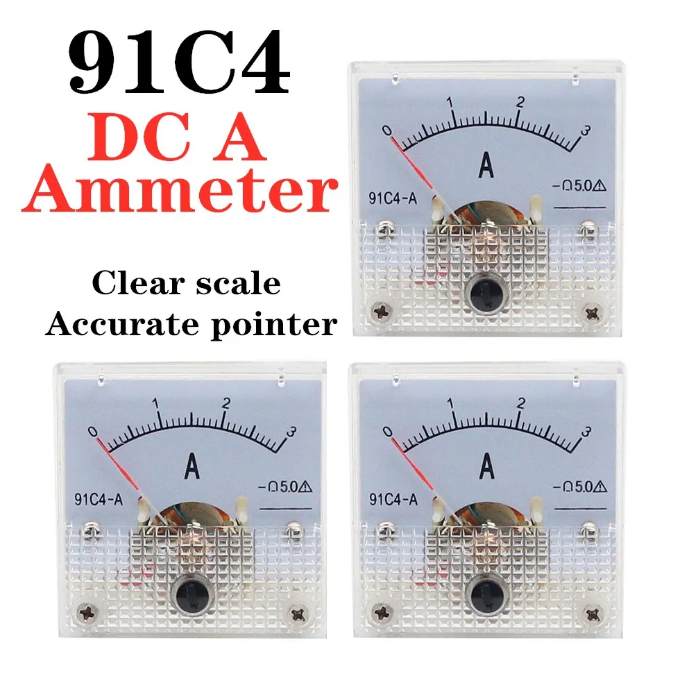 91C4-A DC Pointer type Ammeter 1A 2A 3A 5A 10A 15A 30A 50A 75A 100A 150A 200A 300A 400A 500A Analog Mechanics Plate table