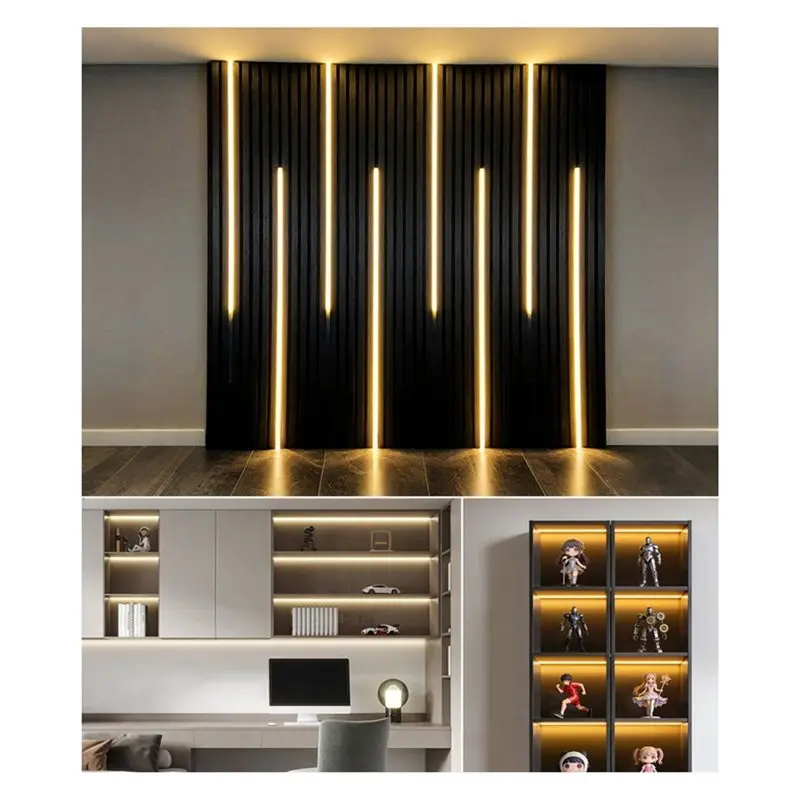 A25F-Smart Penetrable Wood COB LED Strip Touch Sensor Light Black PCB Embedded TV Wall Backlight Parallel Lights US Plug