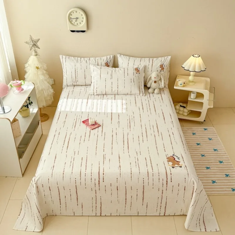 

Old coarse cloth spring and summer new cotton pure cotton cloth heat transfer single product bed sheet, soft and comfortable