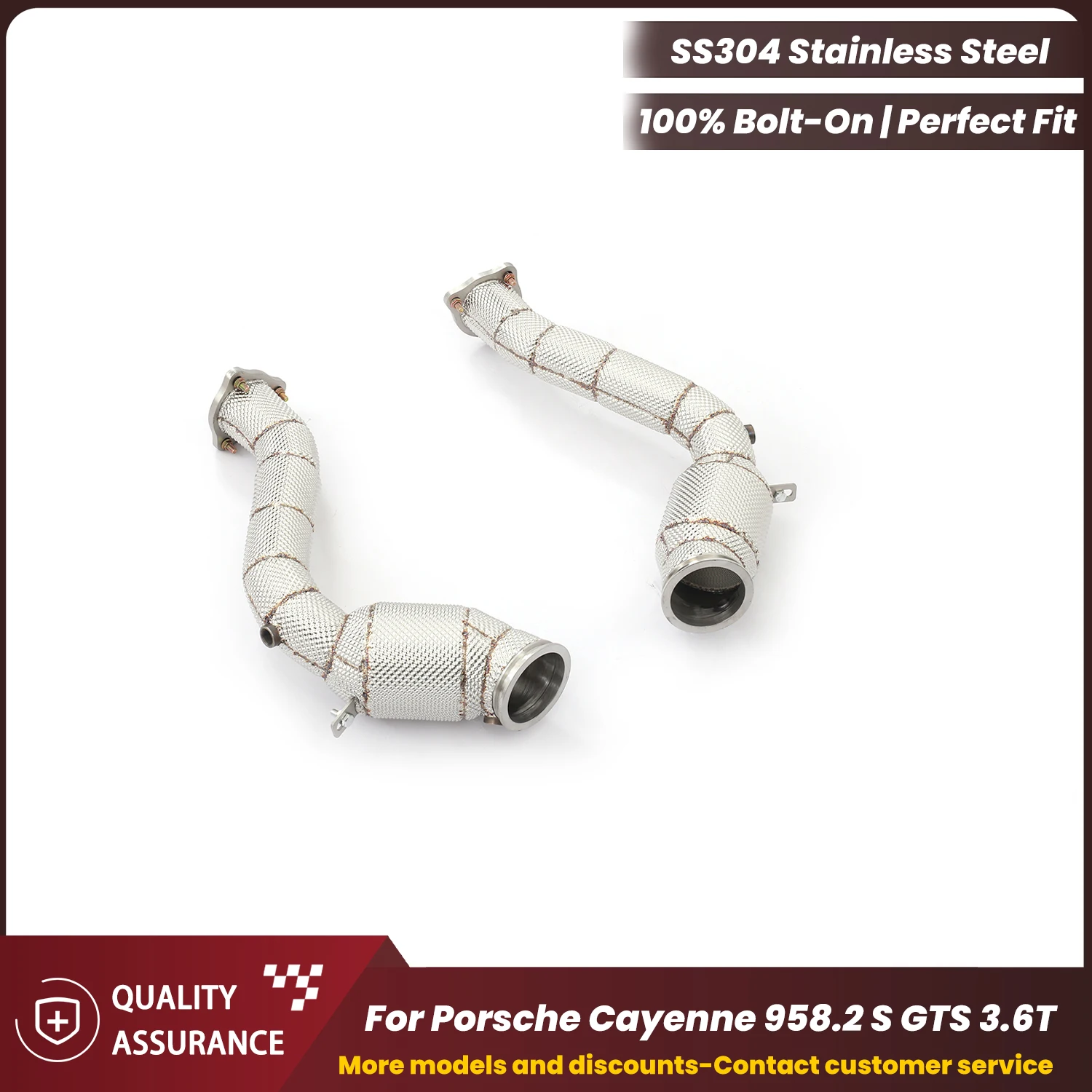 

ECCF Sporty Downpipe With Heat Shield For Porsche Cayenne 958.2 S GTS 3.6T Aggressive Exhaust Sound Performance Upgrade