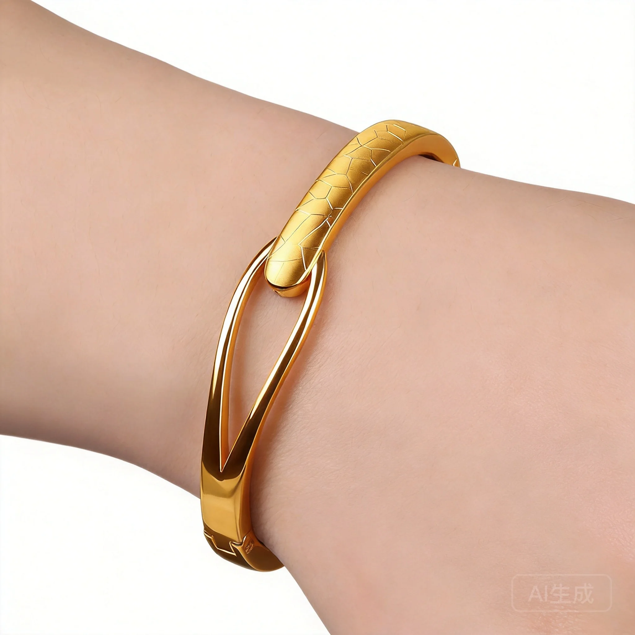 

Chinese Style Lucky Golden Snake Pattern Bangle For Women Adjustable Open Cuff Bracelet Elegant Luxury Blessing Fortune Jewelry