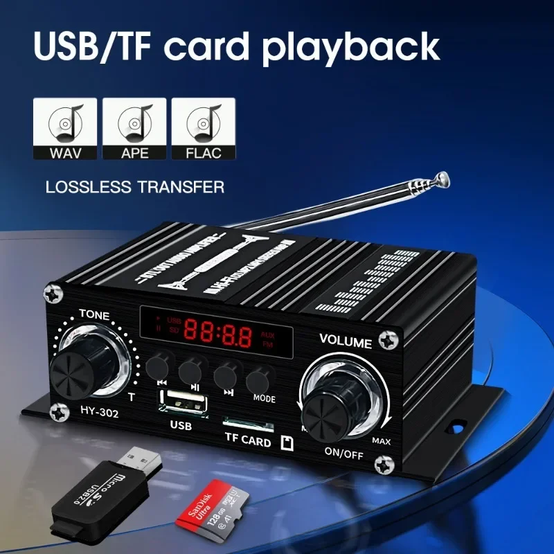 2024 New Digital Bluetooth Amplifier 12V Home Car 2 Channel HIFI Sound Speaker FM Rrceiver Mini Audio Amplificador