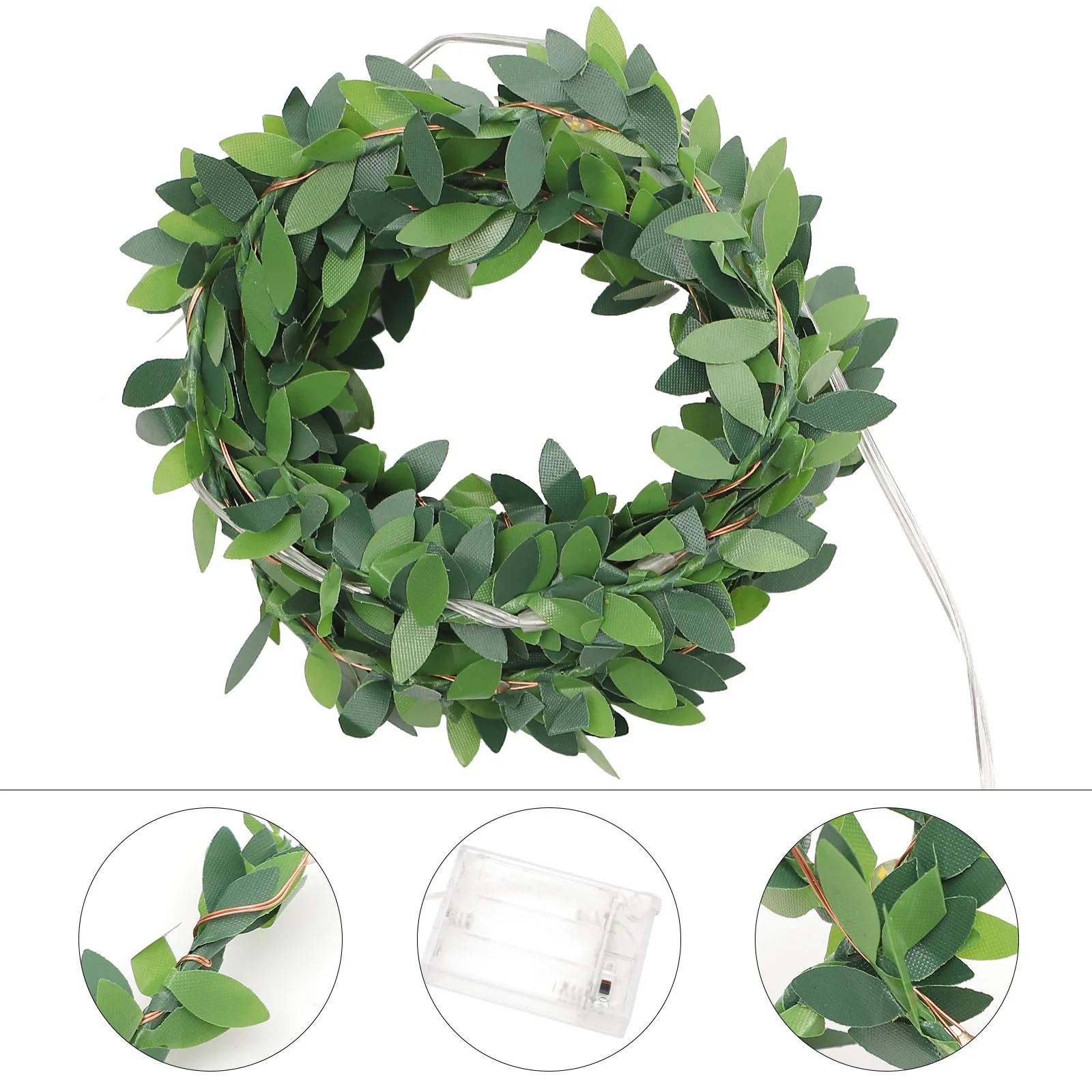 

Гирлянда-лиана с листьями для декора интерьера, 2 метра, 20 светодиодов, зеленые маленькие листья, для спальни, настенная гирлянда