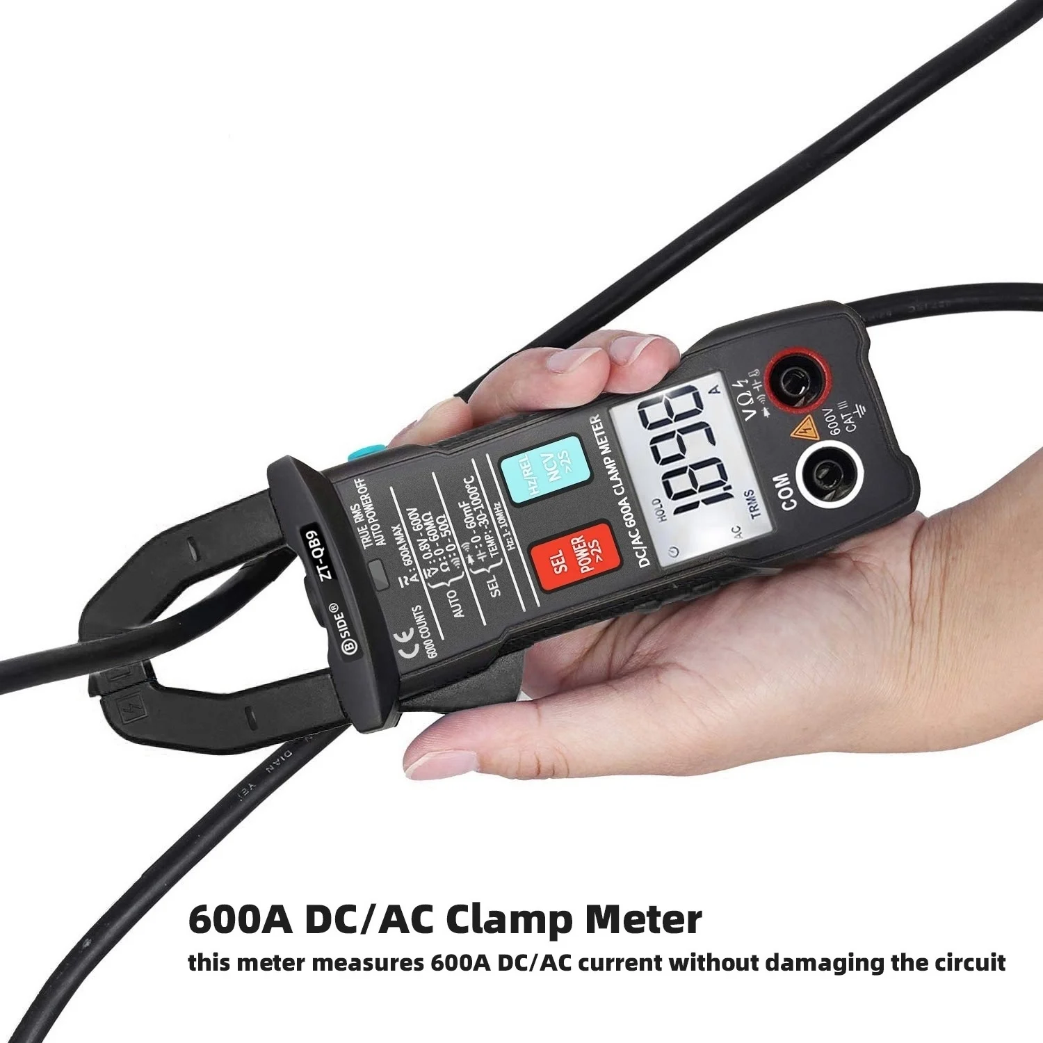 DC/AC 600A Digital Clamp Meter T-RMS Smart pliers Current Ammeter Auto Rang Multimeter Capacitor Voltage NCV Hz Tester