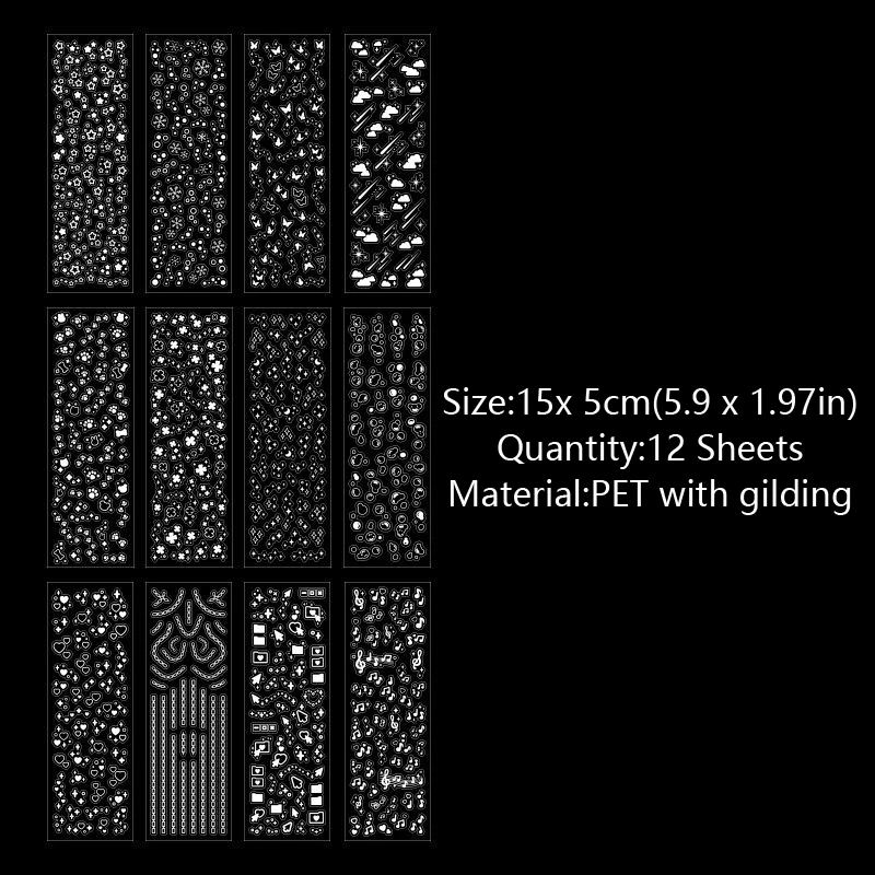 MOHAMM 12 Sheets Waterproof Glittering Laser Stars Dot Decorative Stickers for  Scrapbooking DIY Photo Card Decoration Collage