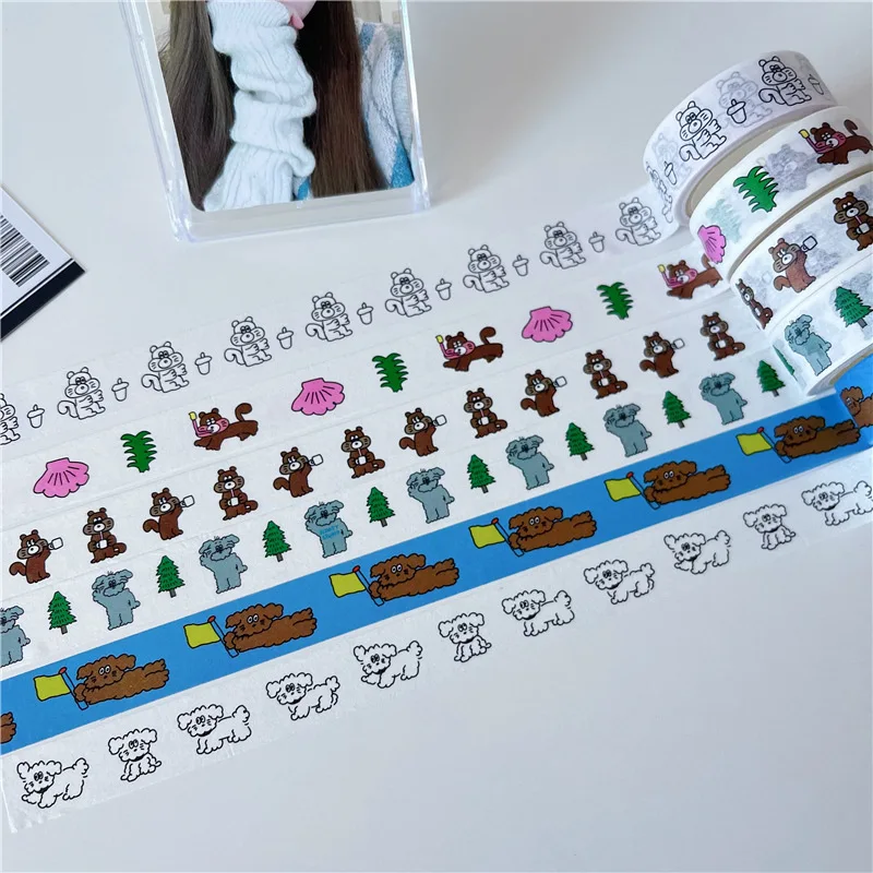 Korean INS style cute washi paper squirrel puppy hand-painted washi tape