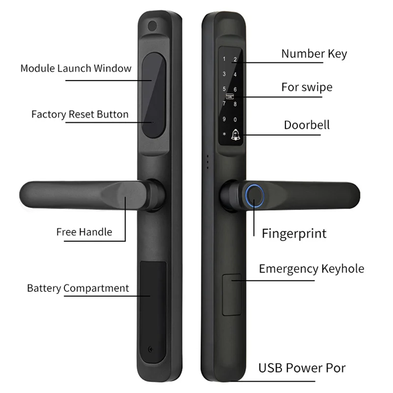 قفل باب ذكي نحيف Ttlock Cerraduras Inteligentes سبائك الألومنيوم مقاوم للماء كلمة المرور بصمة قفل ذكي رقمي #6