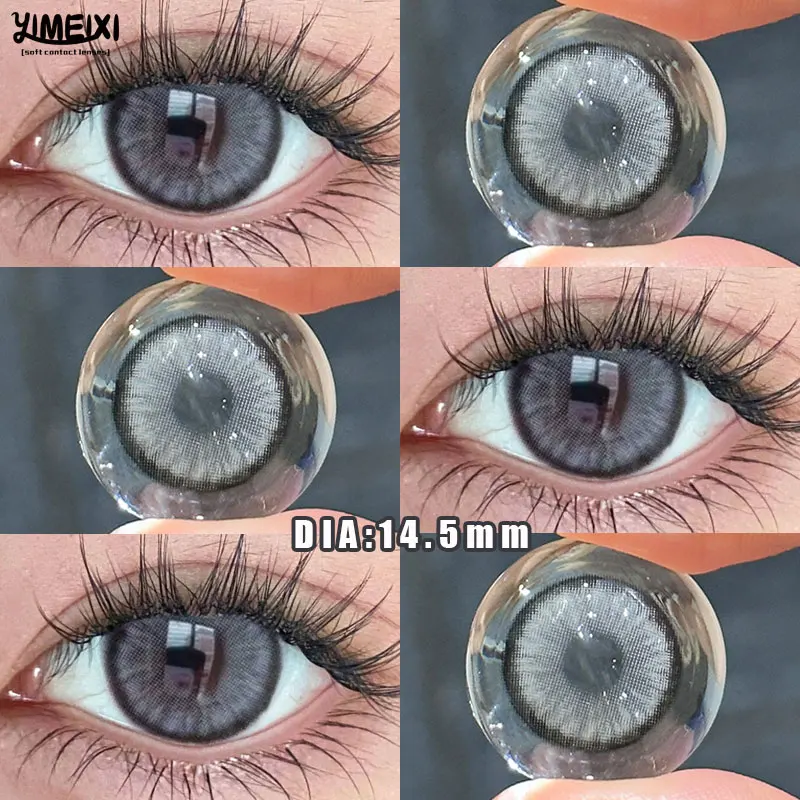 YIMEIXI-lentes de contacto para miopía, lentes de contacto para pupilas de belleza grandes, Ojos de-0,00 a-8,00, marrón y azul de diamante para