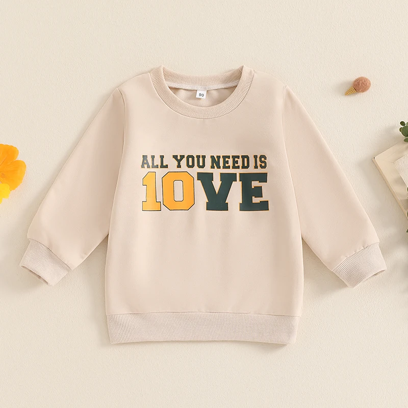 2024-06-13 Lioraitiin 1-5Y Autumn Toddler Kids Boys Sweatshirt Long Sleeve Crew Neck Letters Print Pullover Tops