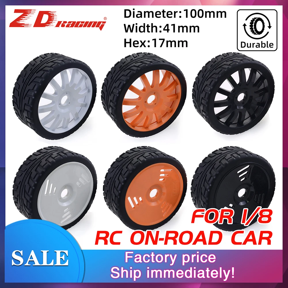 100mm Rubber Tyres Wheels for Redcat HSP HPI Kyosho Hobao 1/8 Buggy On-road Car
