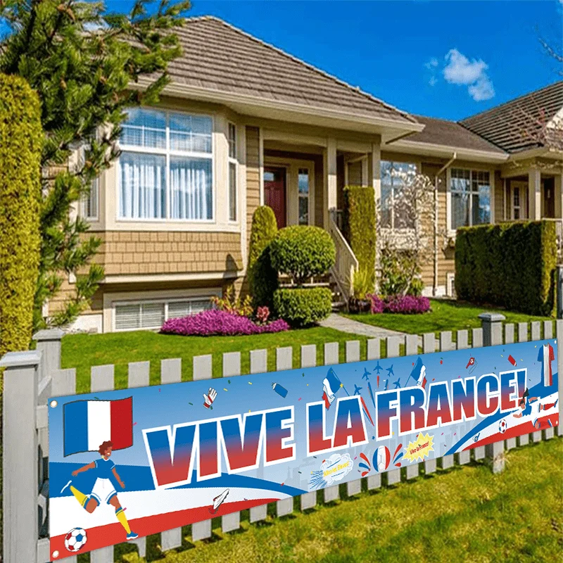 VIKAMA Bandera de la Selección Nacional de Francia para Cercas, Letrero Colgante para Exteriores Vive La France, Decoración para Fiestas de Fútbol y Jardín