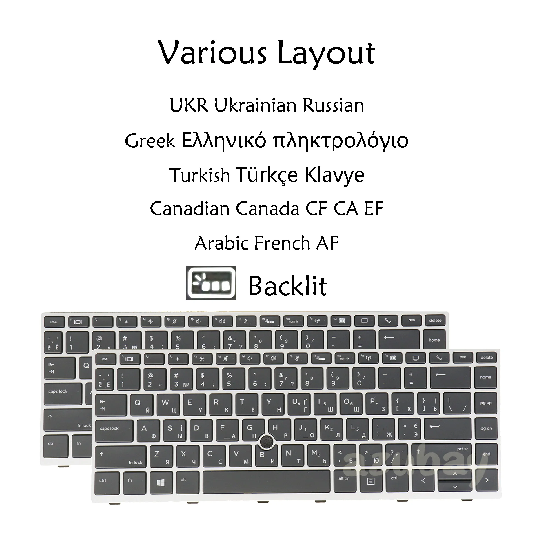 Teclado Retroiluminado para hp Elitebook 745 g5 g6 840 g5 g6 846 g5 g6 Zbook 14u g5 g6 Grego ur Russo Turco Árabe Canadense fr