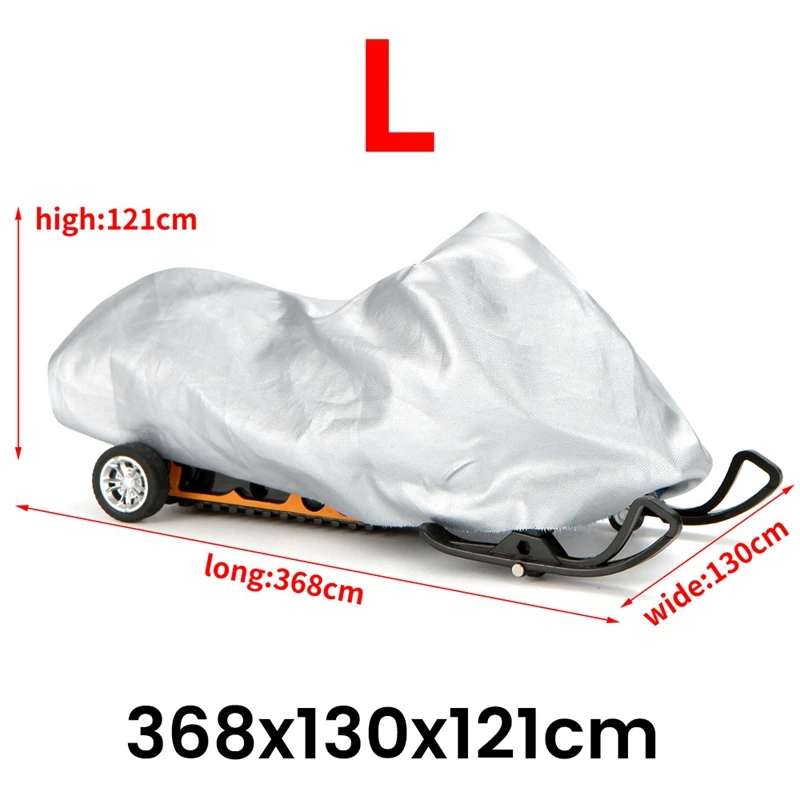 Snowmobile Cover Waterproof Dust Trailerable Sled Cover Anti-UV Winter Motorcyle Outdoor Silver